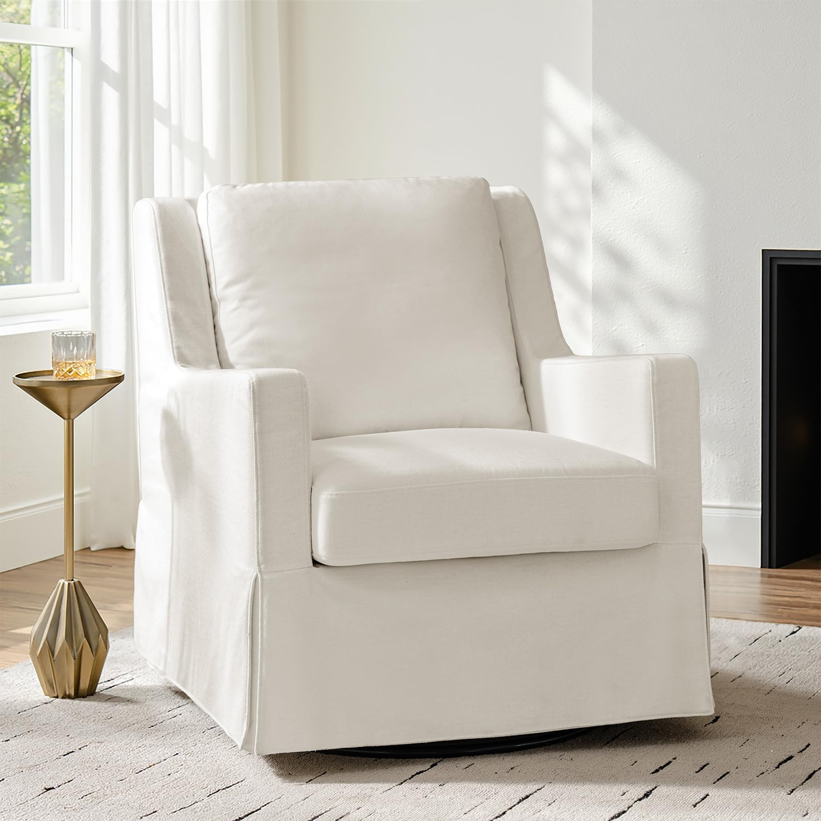 HULALA HOME Swivel Rocker Chair, Farmhouse Swivel Rocking Accent Chair with Removable & Washable ... | Amazon (US)