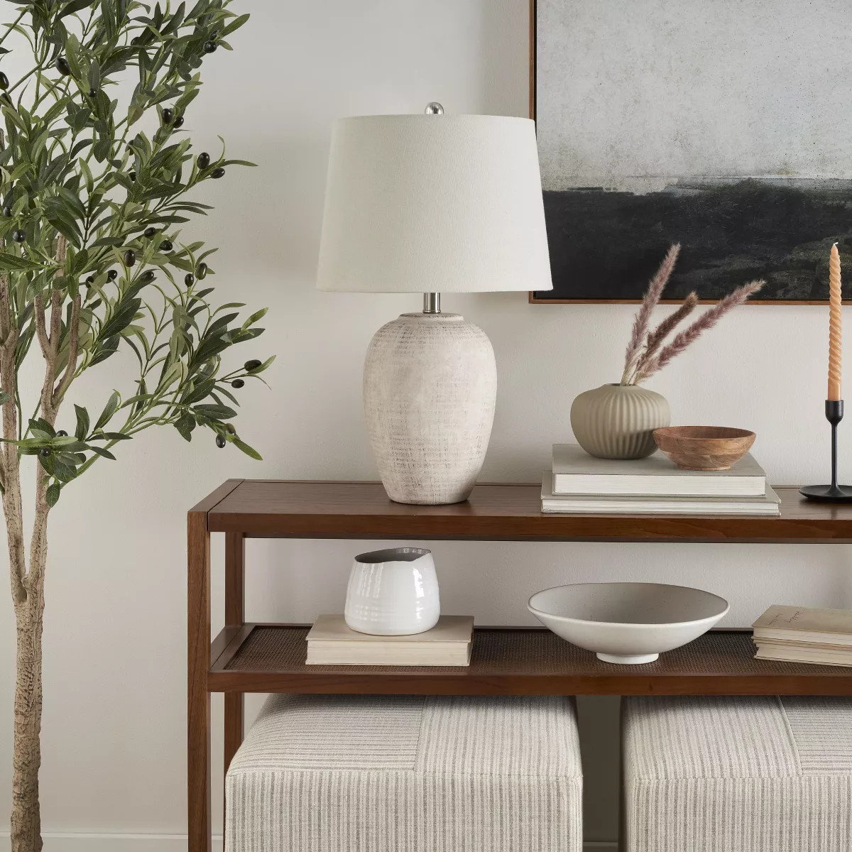 23" Farmhouse Ceramic Urn Pot Table Lamp - Nourison | Target