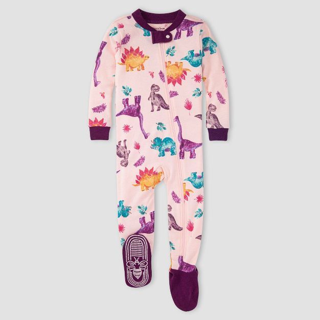 Burt's Bees Baby® Baby Girls' Dino Friends Sugar Plum Organic Cotton Footed Pajama - Purple | Target