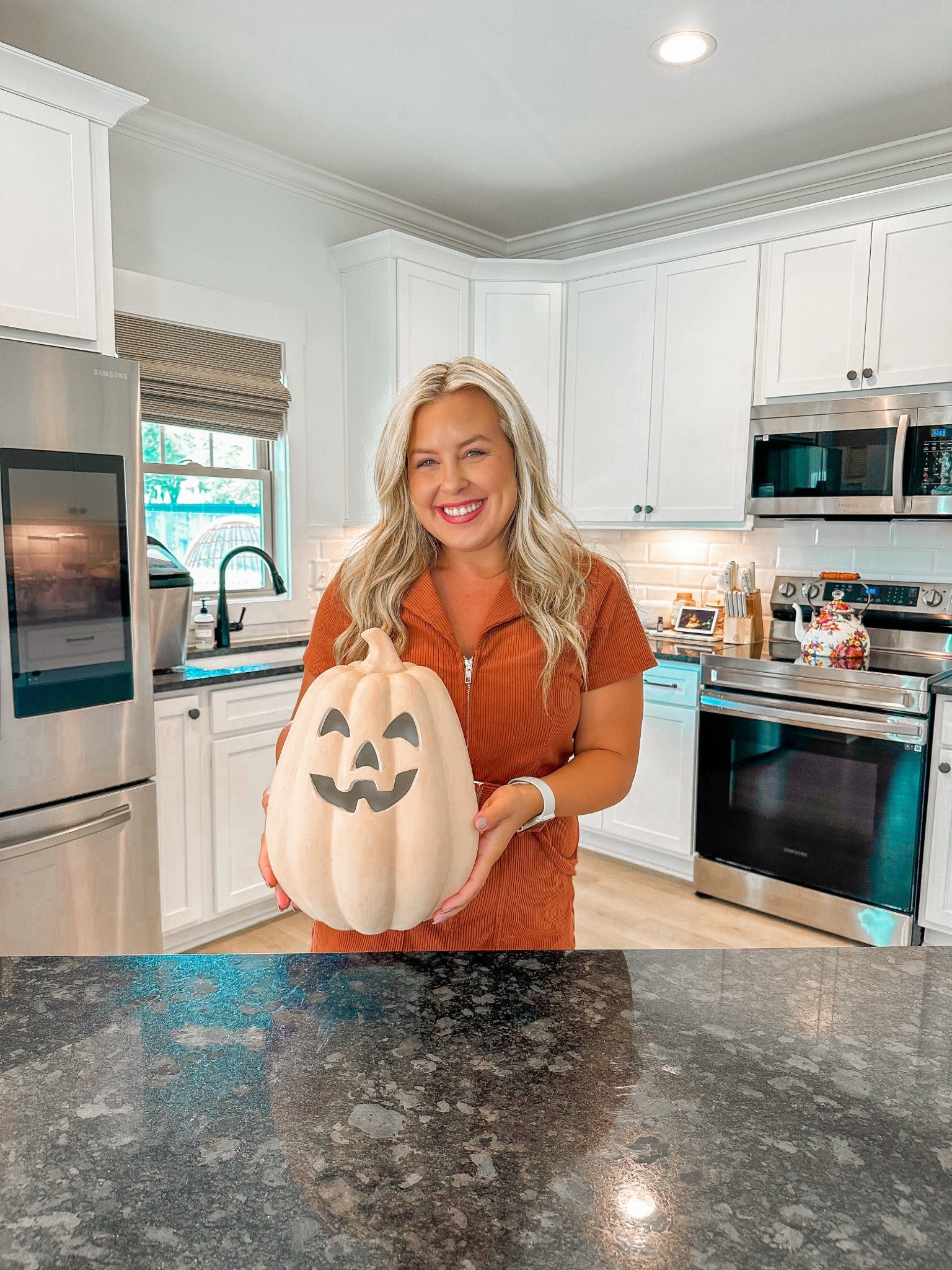 DIY terracotta jack o lantern 