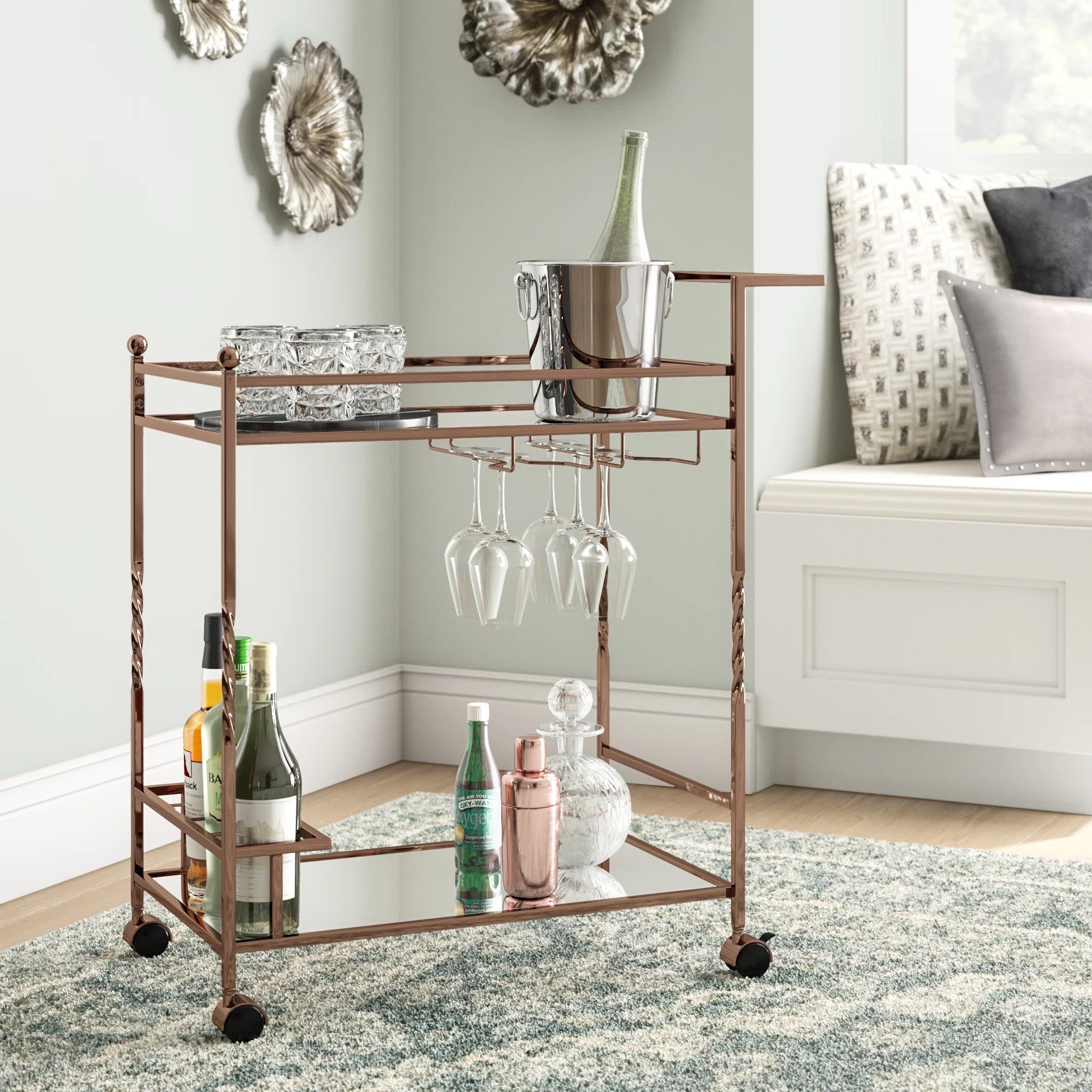A simple way to upgrade your space — this metal bar cart offers both style and function for entertaining or daily use. ON SALE and under $200.

Keywords: Gold bar cart, metal bar cart, gold rolling bar cart, modern bar cart, mirrored bar cart, bar cart with shelves, entertaining bar cart, happy hour, living room bar cart, home refresh, apartment decor, apartment bar cart

#LTKSeasonal #LTKSaleAlert #LTKHome