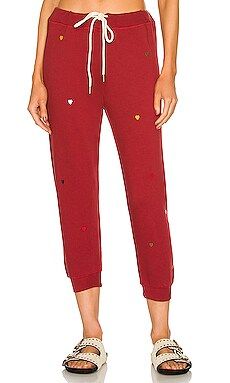 The Great The Cropped Sweatpant in Spiced Wine & Embroidered Hearts from Revolve.com | Revolve Clothing (Global)