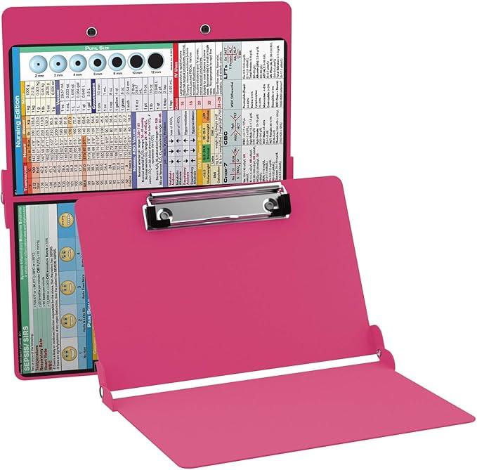 Pink Nursing Clipboard by WhiteCoat Clipboard - Folding Pocket Reference Clipboard - Perfect for ... | Amazon (US)