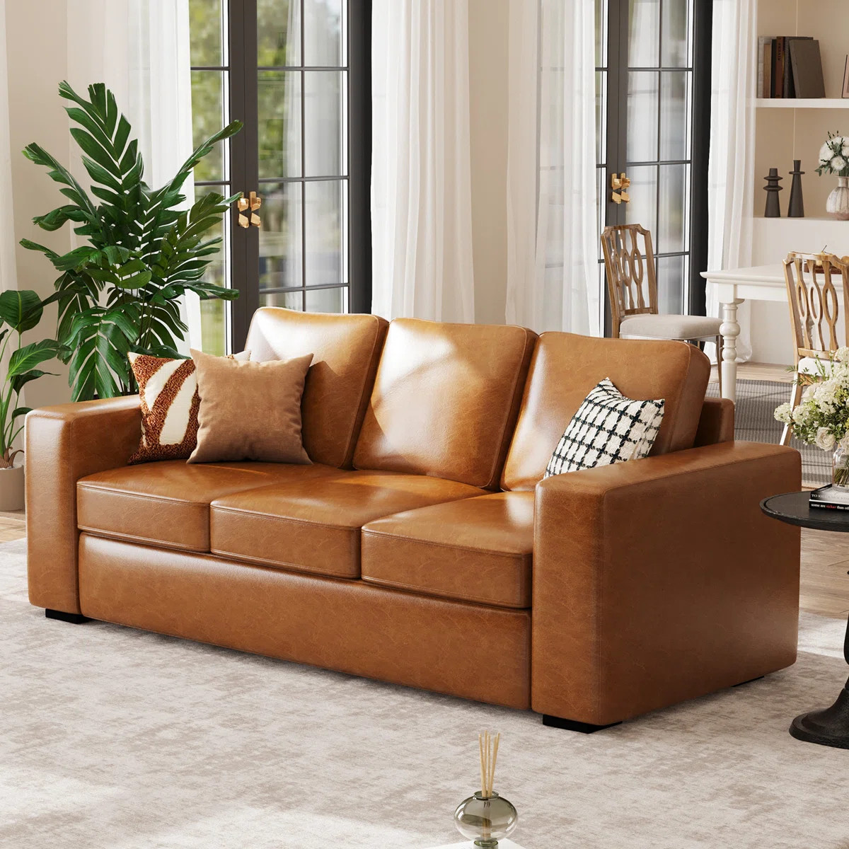 Modern Sofa for Living Room, 3 Seater Couch with Deep Seats, Upholstered Couches with Thickened C... | Wayfair North America