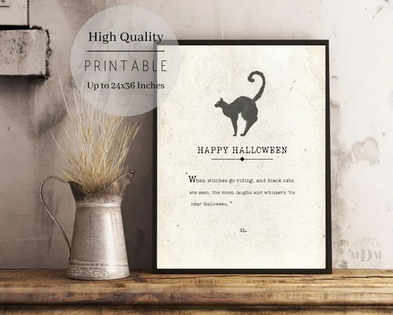Happy Halloween Printable,Book Page Print,Halloween Poster,Halloween Decor,Antique Book Page,When... | Etsy (US)