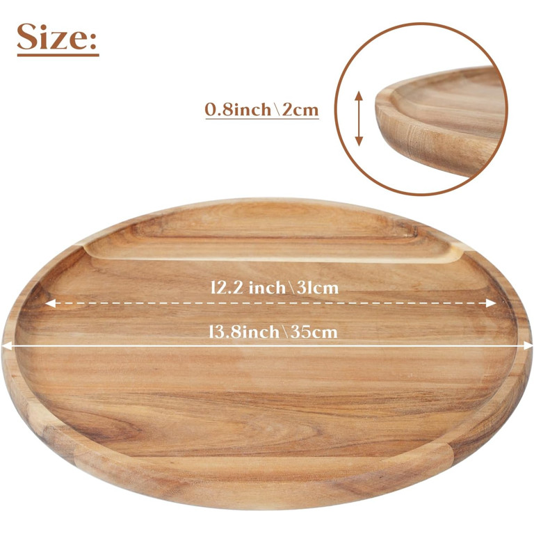 Round Wood Tray, Acacia Wooden Serving Tray, Serving Platter, Appetizer Charcuterie Board, Tray O... | Walmart (US)