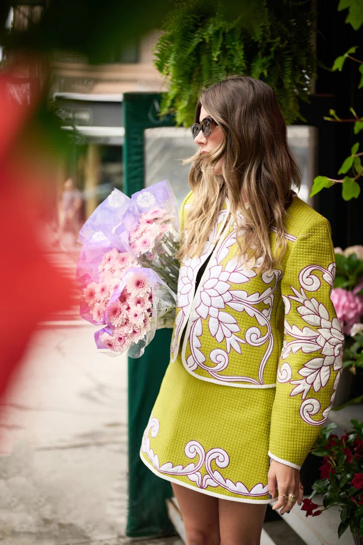 Park Quilted Mini Skirt - Pear Trapunto | COUPER