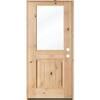 Krosswood Doors 36 in. x 80 in. Rustic Half-Lite Clear Low-E IG Unfinished Wood Alder V-Grooved L... | The Home Depot