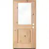 Krosswood Doors 36 in. x 80 in. Rustic Half-Lite Clear Low-E IG Unfinished Wood Alder V-Grooved L... | The Home Depot