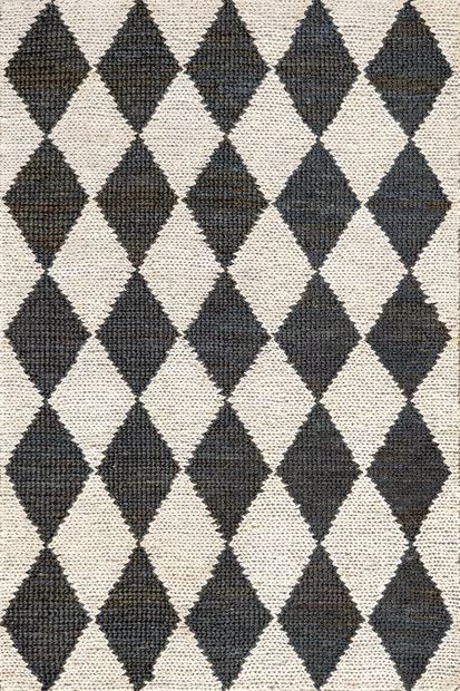 Charcoal Deja Diamond Jute Trellis 5' x 8' Area Rug | Rugs USA