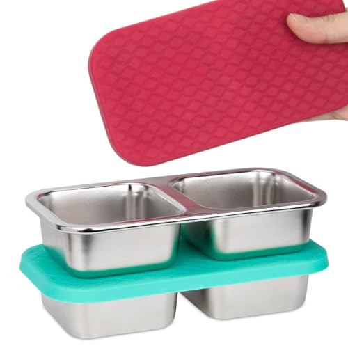 DOSEWART 2-Compartment 10oz Stainless Steel Snack Containers, Reusable Snack Containers with Silicone Lids Lunch Box for Meal Prep Food Storage On-the-Go Snacking(2 Pack) | Amazon (US)