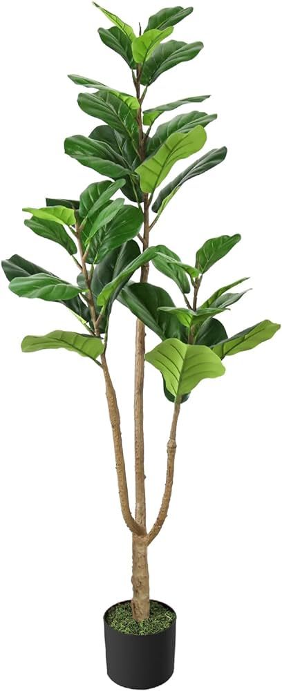 Innoasis Artificial Fiddle Leaf Fig Tree 5FT Tall Fake Plant Faux Fiddle Fig Leaves Silk Tree in ... | Amazon (US)