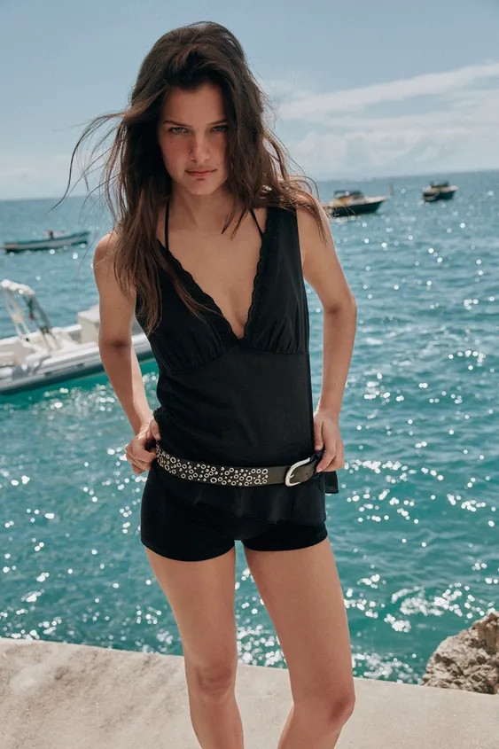 FLUID TOP WITH EMBROIDERED RUFFLES | Zara UK