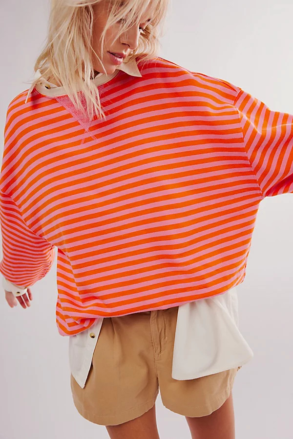 Classic Striped Oversized Crewneck | Free People (Global - UK&FR Excluded)