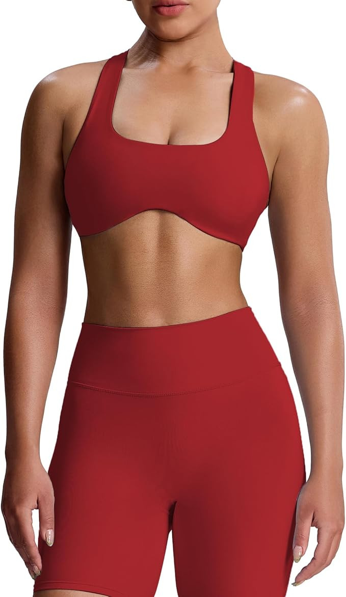 Aoxjox Women's Workout Sports Bras Fitness Define Sculpt Racerback Bra Yoga Crop Tank | Amazon (US)