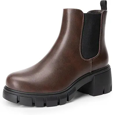 DREAM PAIRS Women's Elastic Chelsea Ankle Boots Platform Low Chunky Block Heel Lug Sole Slip on F... | Amazon (US)