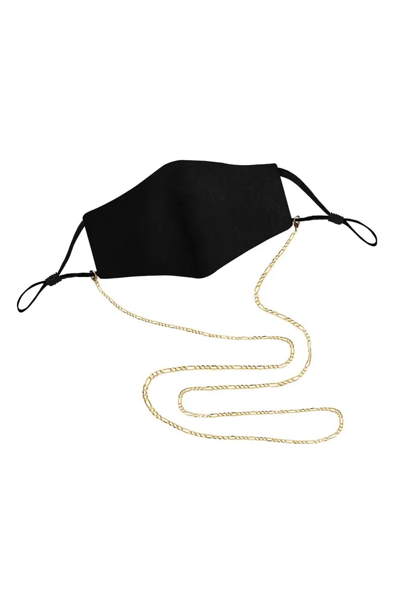 Adult Cotton Knit Face Mask with Figaro Chain Holder | Nordstrom