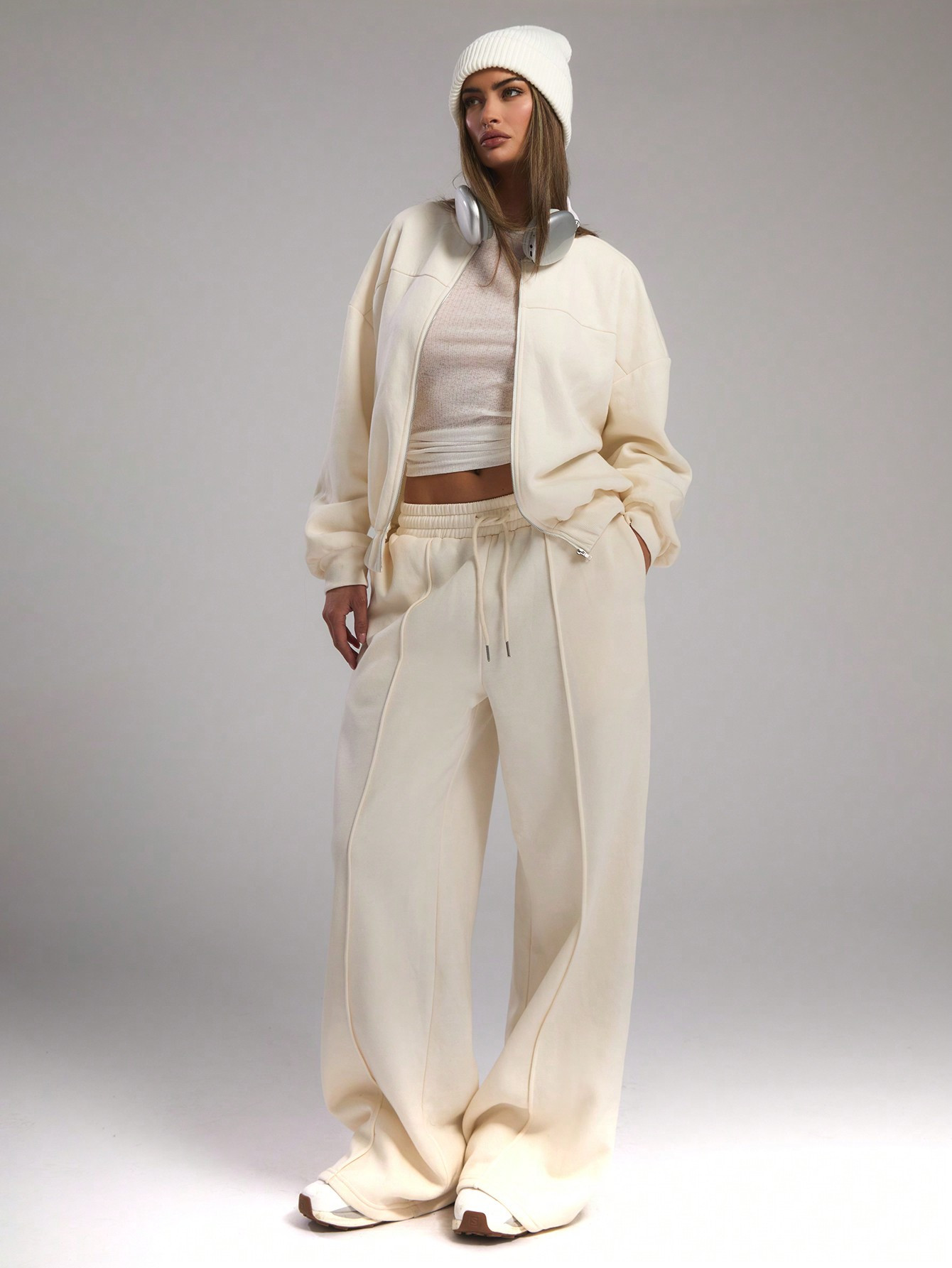 MUSERA Fall Outfits Pin-Tuck Detail Wide Leg Sweatpants Thanksgiving | SHEIN USA | SHEIN