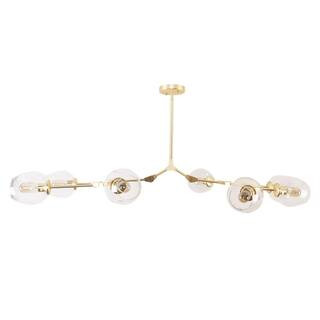 Oaks Aura Rochelle 8-Light Transparent Color Shades Chandelier Golden Bracket Adjustable Hanging Cha | The Home Depot