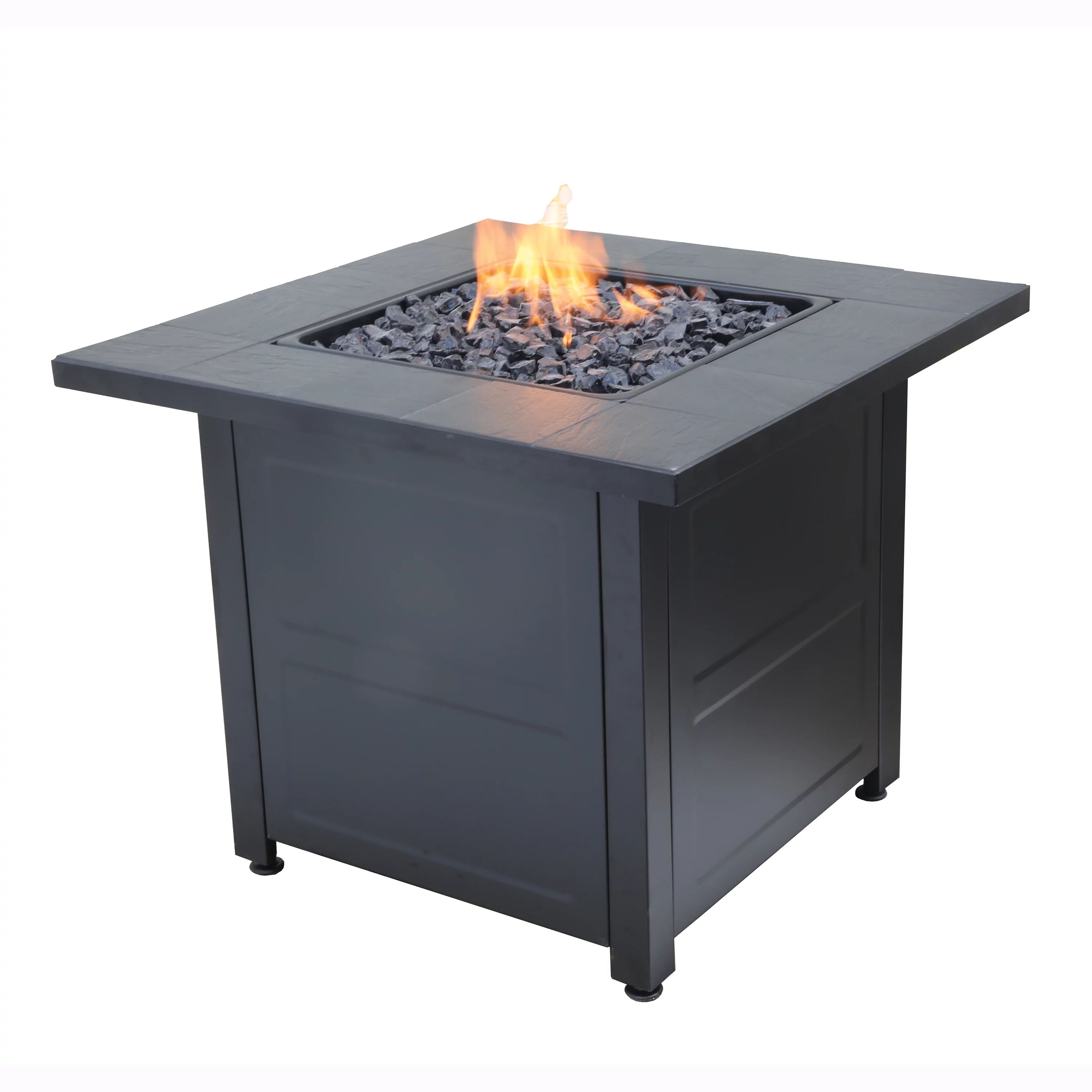Endless Summer Black Tile Mantle Liquid Propane Outdoor Fire Table - Walmart.com | Walmart (US)