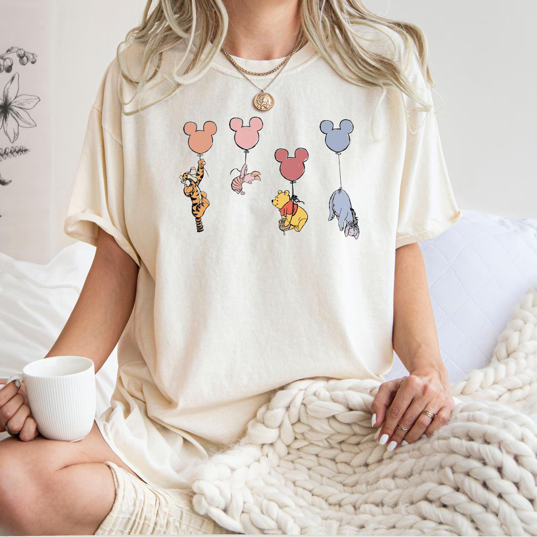 Comfort Colors® Winnie The Pooh and Friends Shirt, Winnie The Pooh Shirt, Pooh Balloons Shirt, D... | Etsy (US)