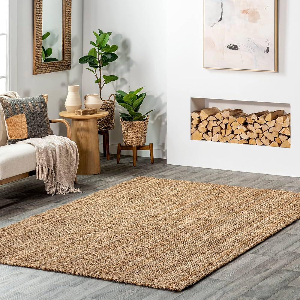 nuLOOM Ashli Solid Farmhouse Jute Area Rug, 9' 6" x 13' 6", Natural | Amazon (US)
