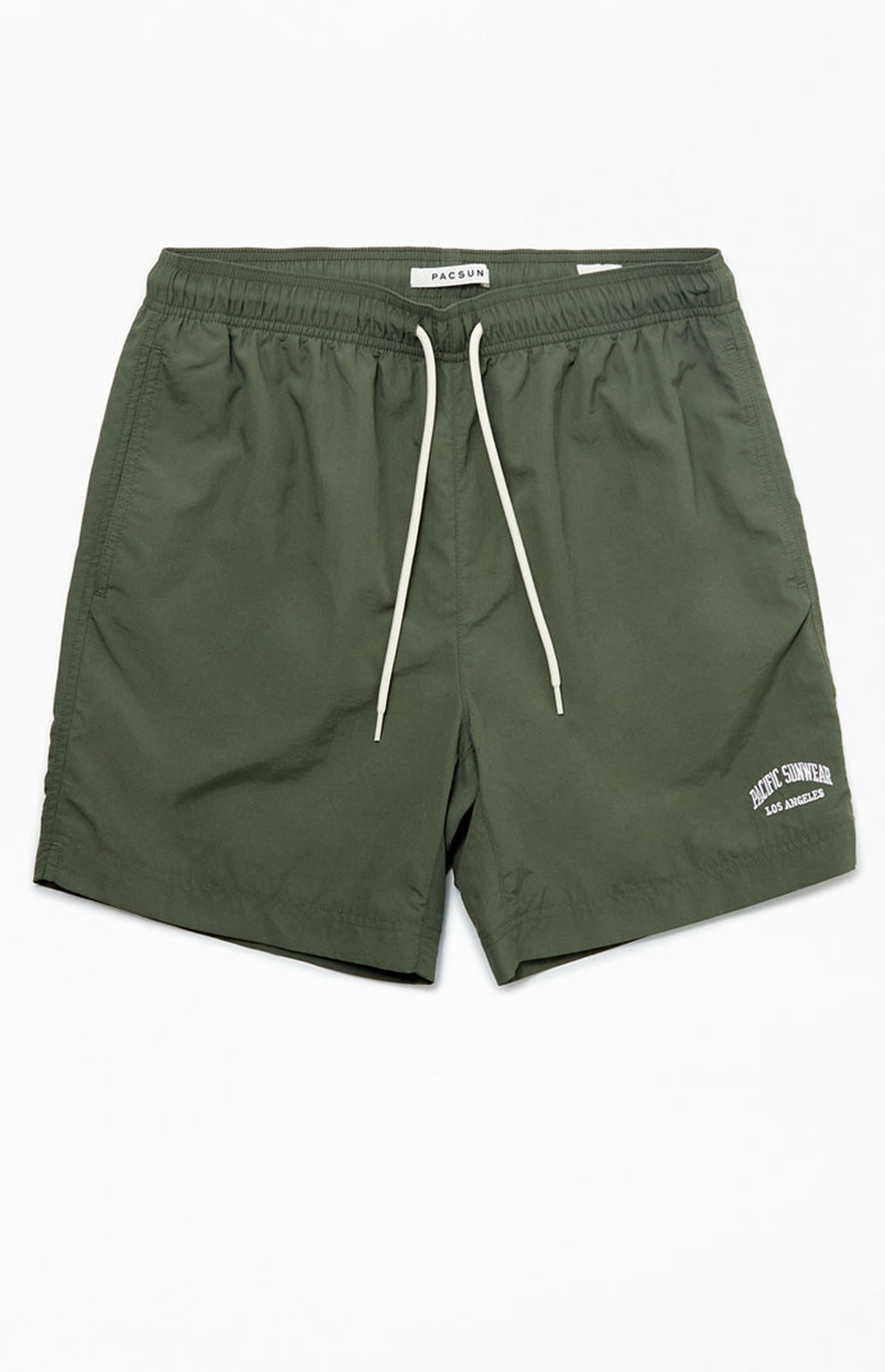 PacSun Green Nylon Collegiate 6.5" Swim Trunks | PacSun