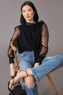 Maeve Tulle Neck-Tie Blouse | Anthropologie (US)
