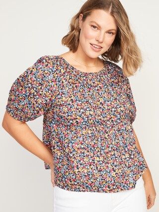 Floral-Print Puff-Sleeve Babydoll Top for Women | Old Navy (CA)