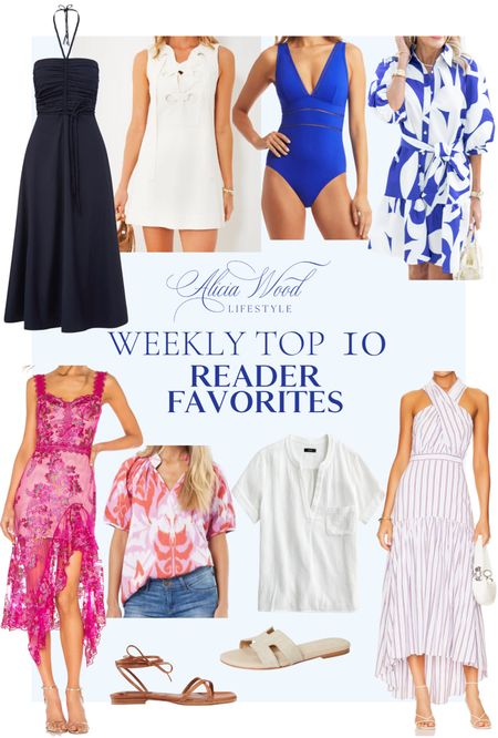 Weekly top 10 best sellers
Veronica Beard navy strapless sundress 
Tuckernuck white shift dress 
Royal blue one piece swimsuit 
Blue and white mini dress 
Hot pink lace floral midi dress
Sheridan French lavender and pink Ikat top 
The best white shirt 
Veronica Beard lavender and white stripe midi cocktail dress 
The best brown ankle wrap 
Raffia sandal 

#LTKstyletip #LTKSeasonal #LTKFind