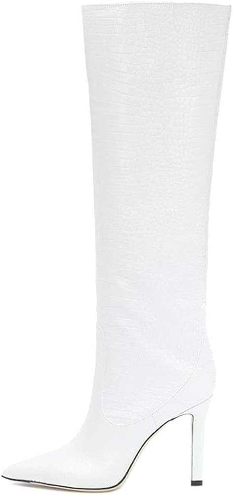 ARQA Women's Stiletto Knee High Boots Pointed Toe Crocodile Dress Long Boot Casual Booties Large ... | Amazon (US)