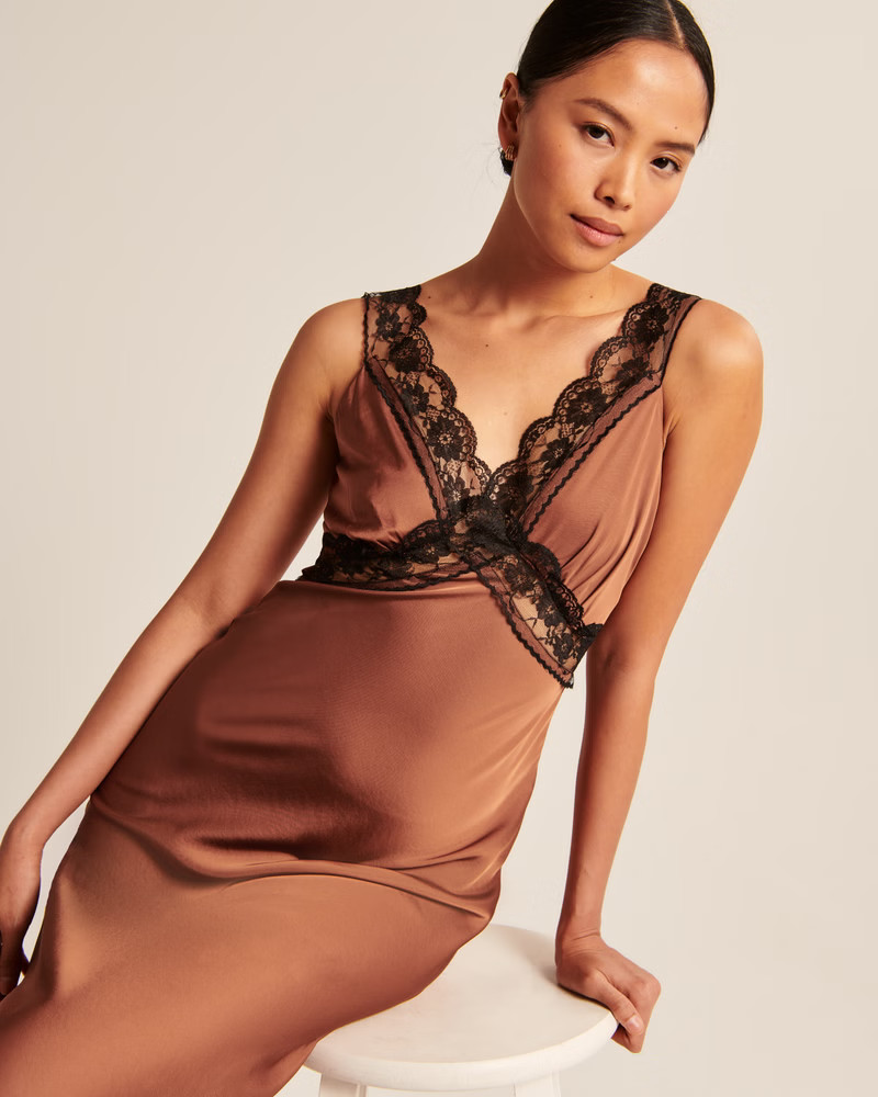 Women's Satin Slip Midi Dress | Women's Dresses & Jumpsuits | Abercrombie.com | Abercrombie & Fitch (US)