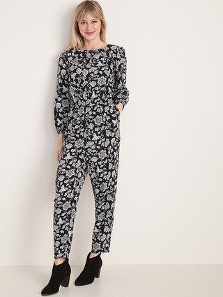Waist-Defined Keyhole Jumpsuit for Women | Old Navy (US)