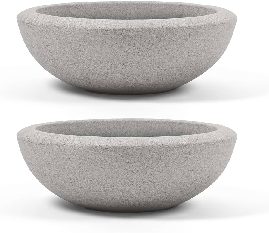 ARBORA 21" Santorini Bowl 2-Pack with Stone Blend Concrete Gray Finish - Polyresin Indoor and Out... | Amazon (US)