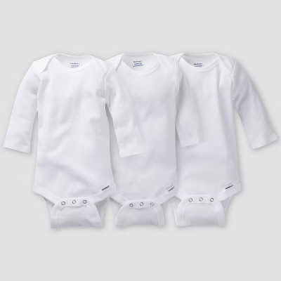 Gerber Baby 3pk Long Sleeve Onesies - White | Target