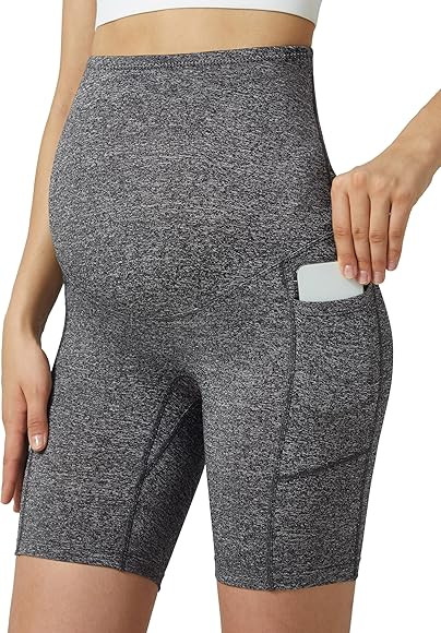 POSHDIVAH Women's Maternity Shorts Over The Belly Biker Yoga Active Pregnancy Workout Short Pants... | Amazon (US)