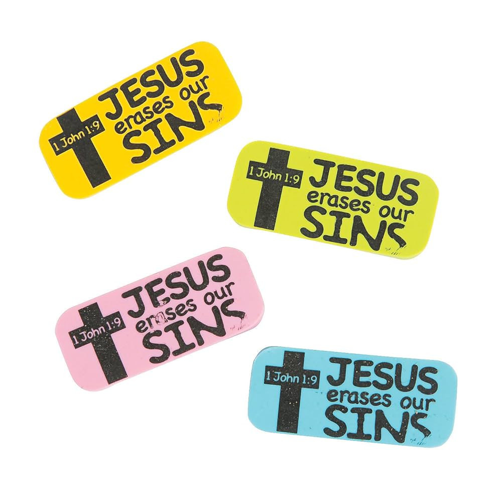 Jesus Erases Our Sins Erasers - 24 Pieces - Church Stationery, Sunday School and Easter Supplies | Amazon (US)