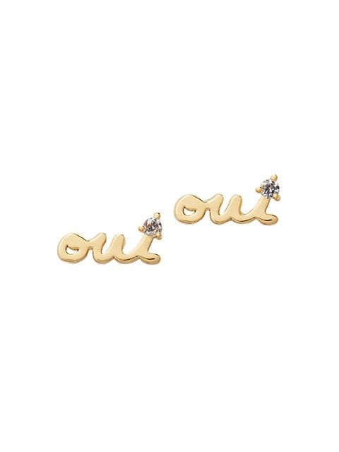 Goldplated & Cubic Zirconia Oui Stud Earrings | Saks Fifth Avenue
