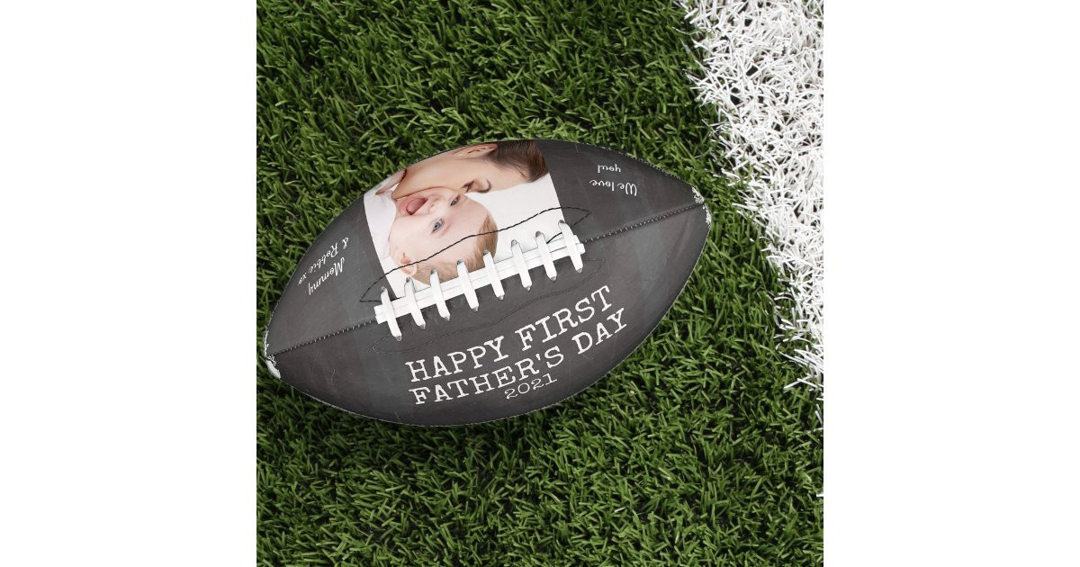 Personalized First Fathers Day Chalkboard Photo Football | Zazzle | Zazzle