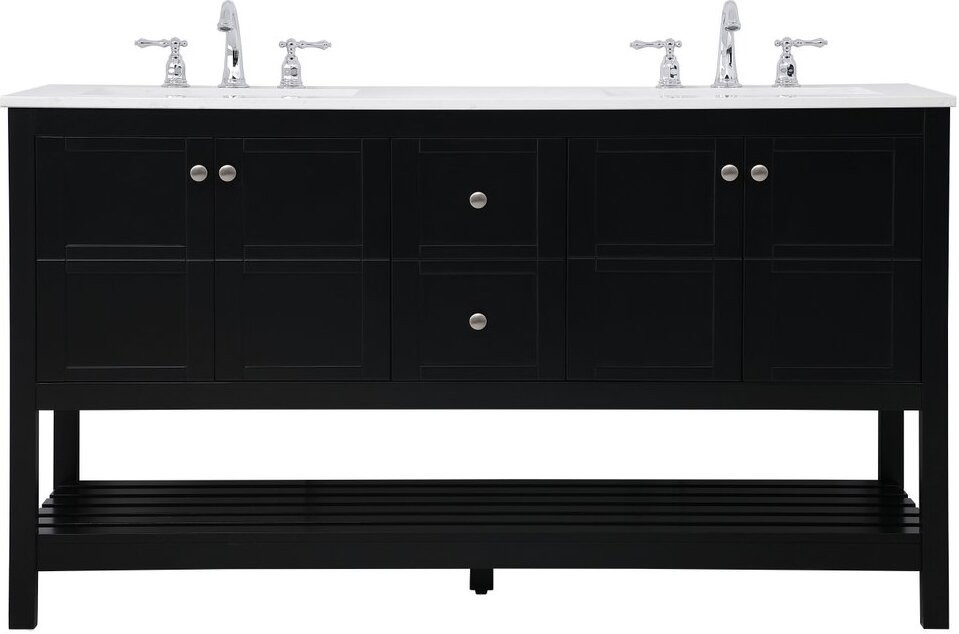 Theo 60 Inch Double Bathroom Vanity In Black | 1stopbedrooms