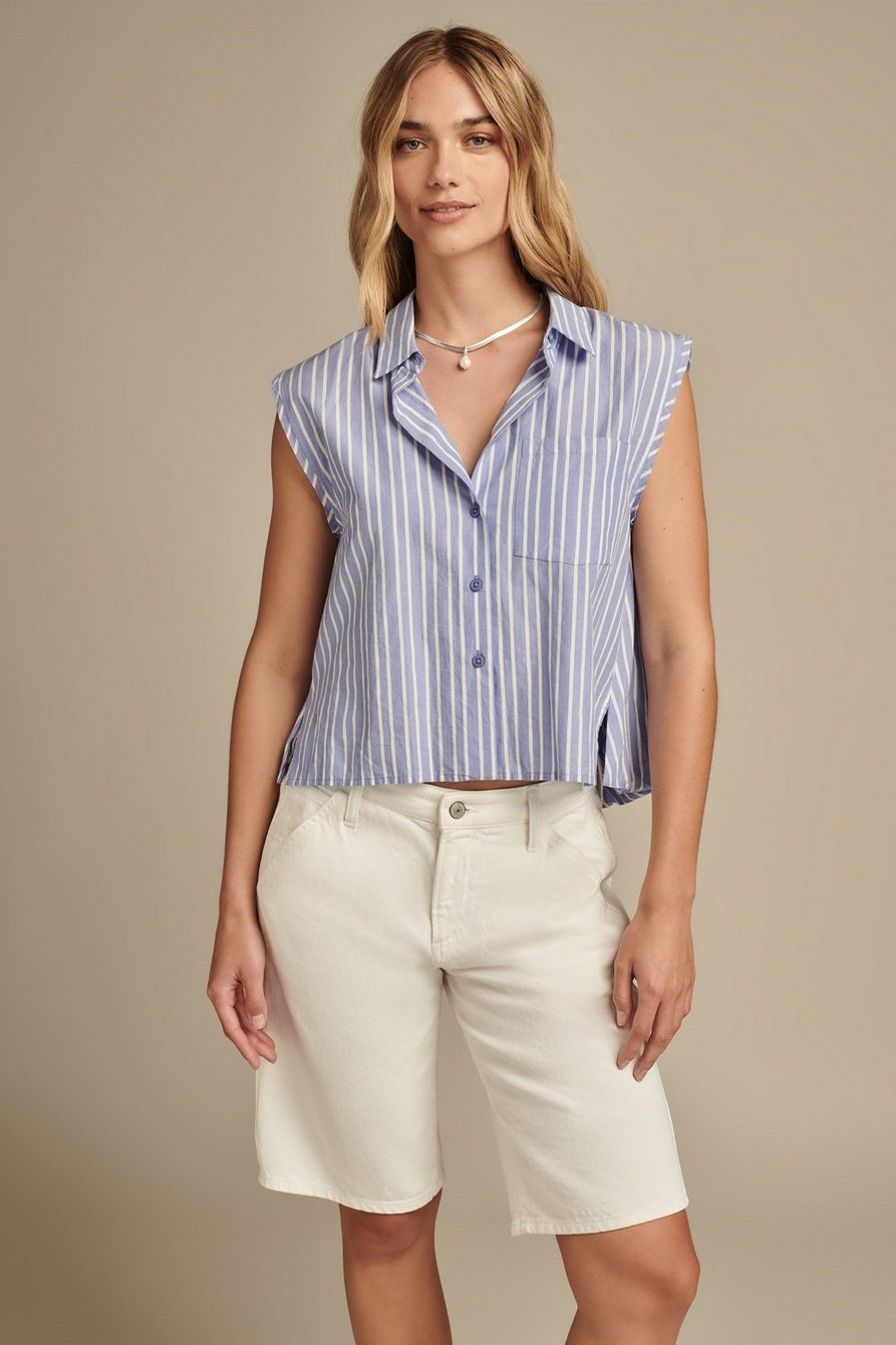 BUBBLE HEM SLEEVELESS BUTTON DOWN | Lucky Brand
