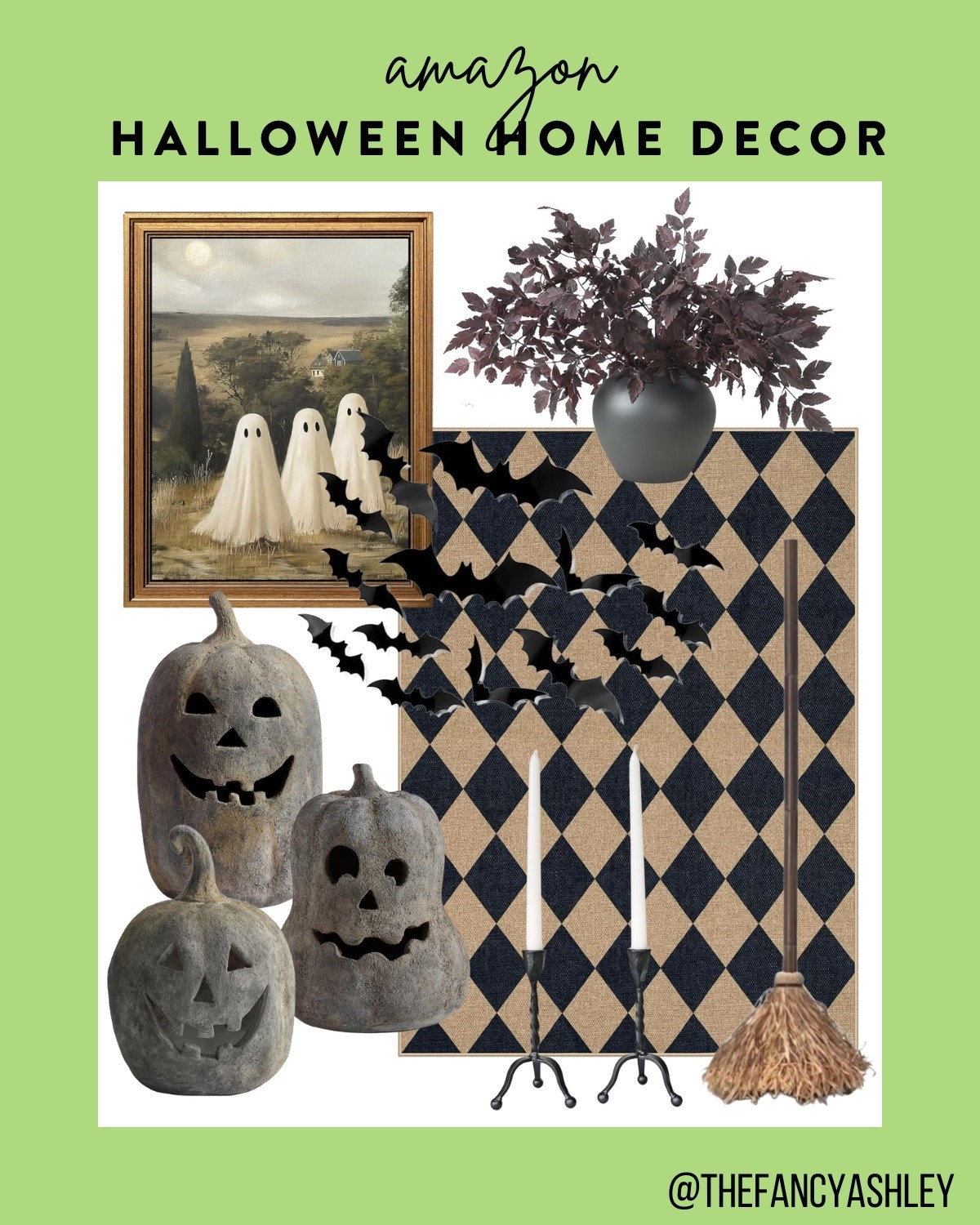 Loving these cute Amazon Halloween home decor finds! Perfect for getting your space ready for spooky season - they’ve got it all - terracotta pumpkins, bat decor, witchy broom, spooky rug & ghost framed art.

#LTKSeasonal #LTKHome #LTKFindsUnder100