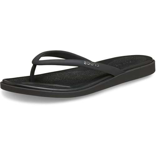 Crocs Women's Miami Round Toe Flip Flops, Thong Sandals, Black Matte, 10 | Amazon (US)