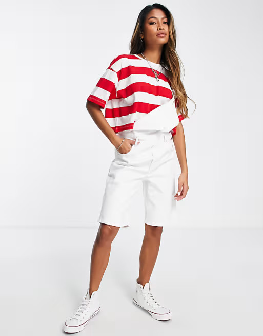 Only cropped boxy t-shirt in red stripe | ASOS | ASOS (Global)