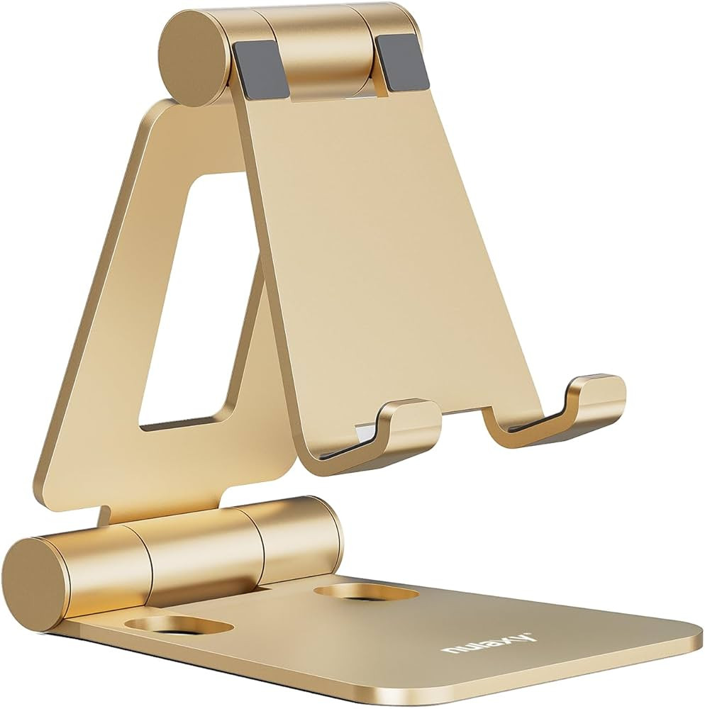 Nulaxy Dual Folding Cell Phone Stand, Fully Adjustable Foldable Desktop Phone Holder Cradle Dock ... | Amazon (US)