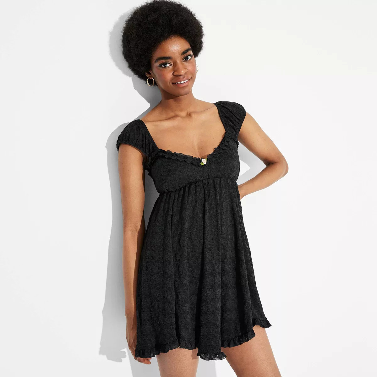 Women's Cap Sleeve Lace Mini Babydoll Dress - Wild Fable™ | Target