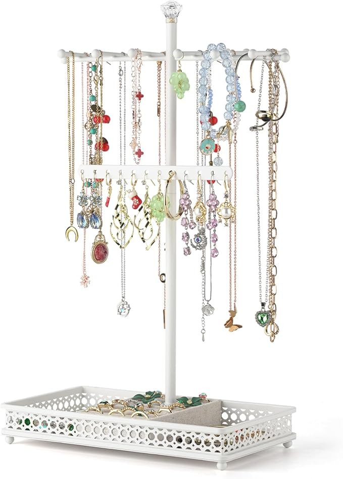 Meangood Jewelry Tree Stand Organizer 3in1 Necklace Organizer Display Bracelet Earrings and Ring ... | Amazon (US)