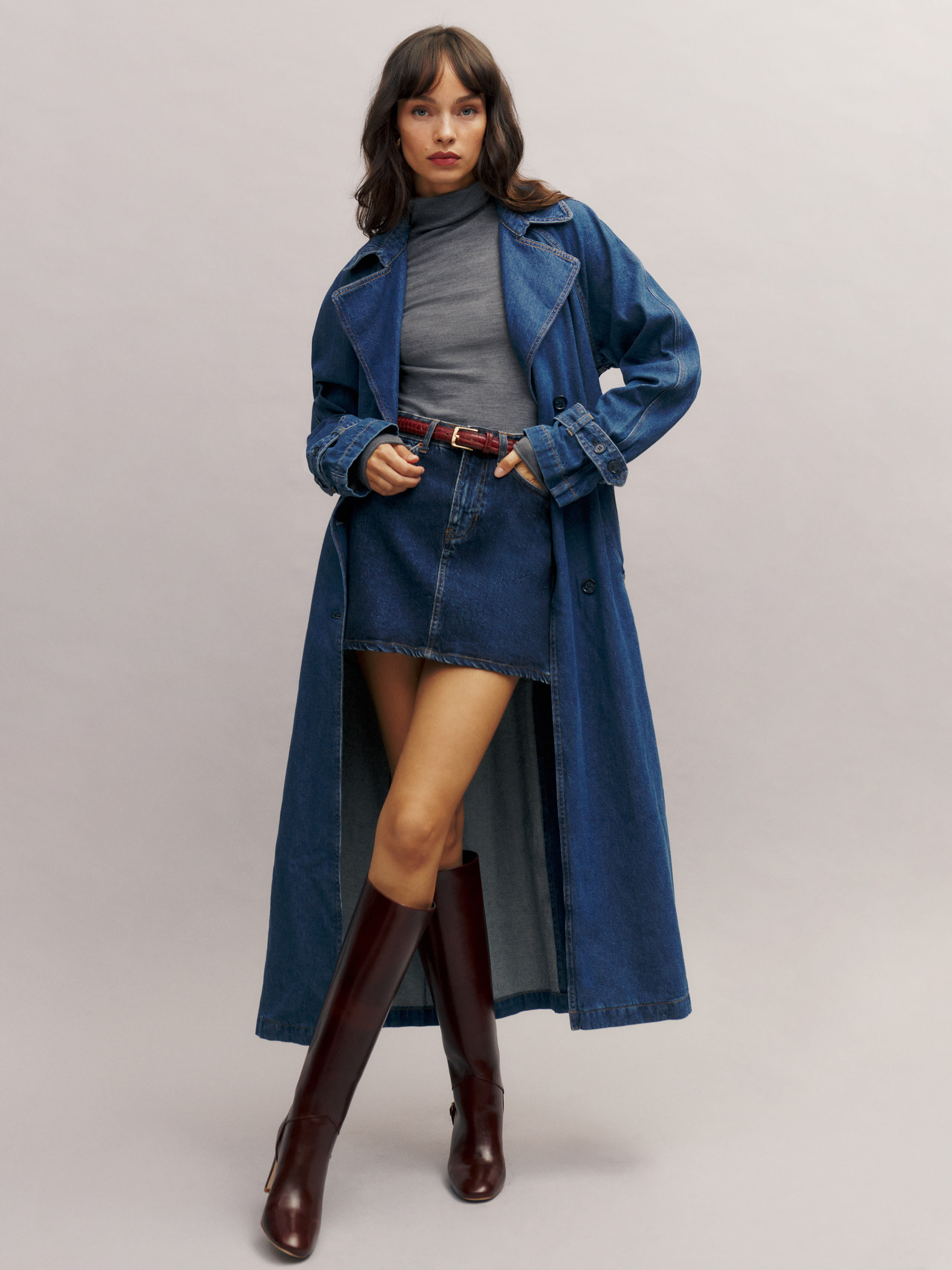 Lydia High Rise Denim Mini Skirt | Reformation (Global)