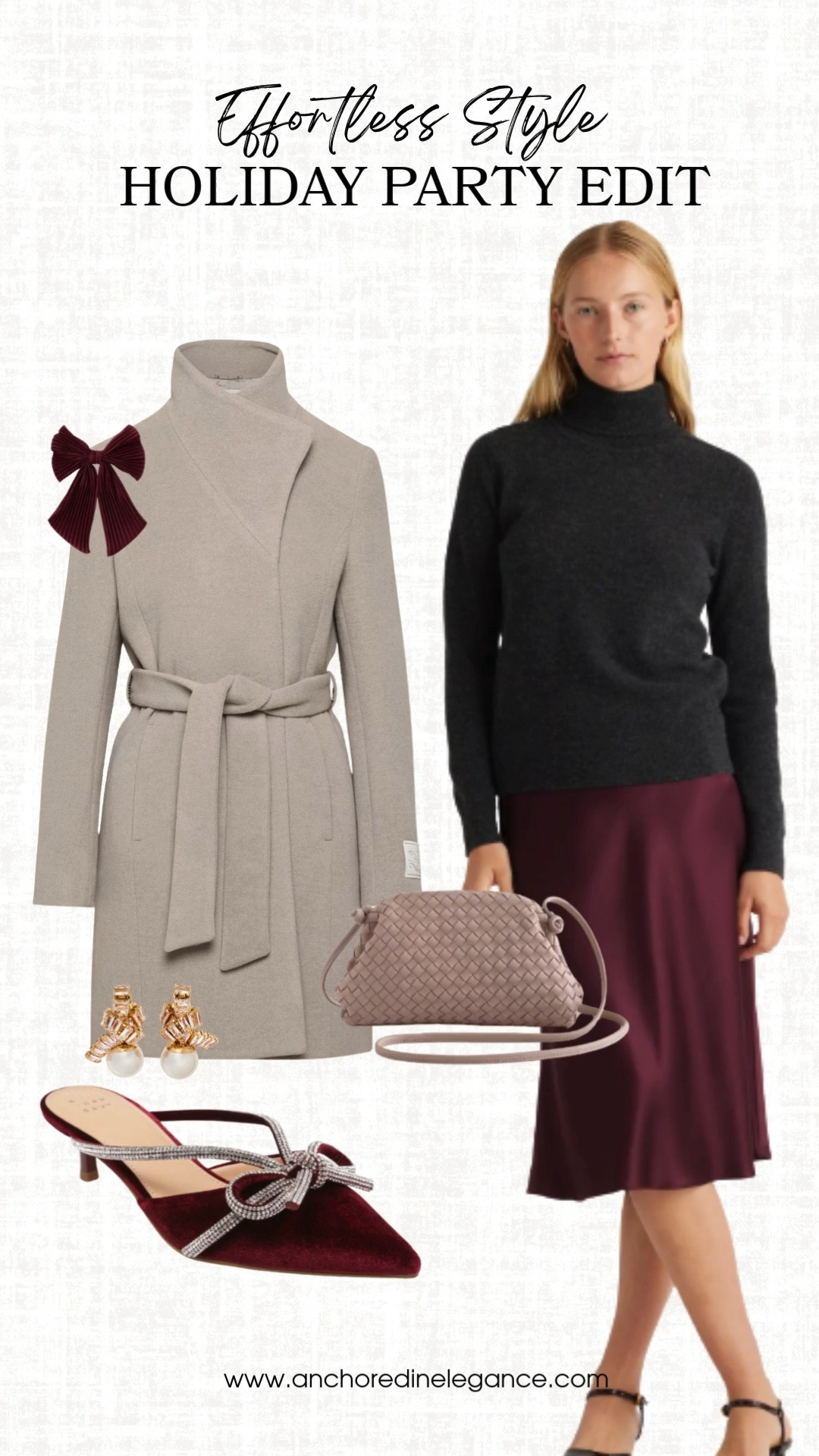 Effortless holiday party look combining a classic petite-friendly silk midi skirt and cozy cashmere turtleneck. The key is styling these closet basics with whimsical accessories and pieces that exude sophistication.

wool coat | petite-friendly coat | silk midi skirt | washable silk skirt | holiday kitten heel | party shoes | clutch bag  

 #LTKHoliday #LTKSeasonal #LTKPetite