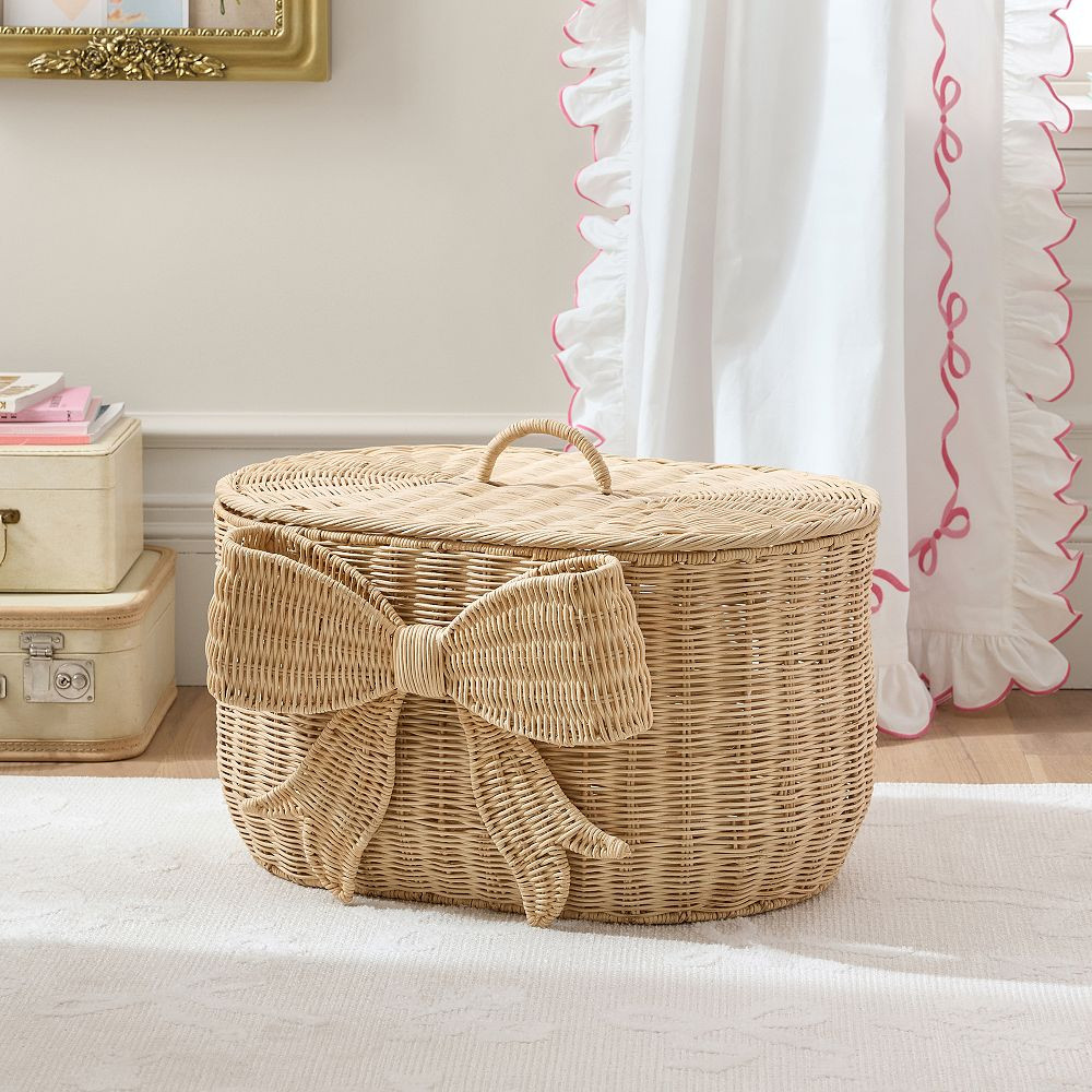 LoveShackFancy Woven Bow Lidded Trunk (23"x15") | Pottery Barn Teen